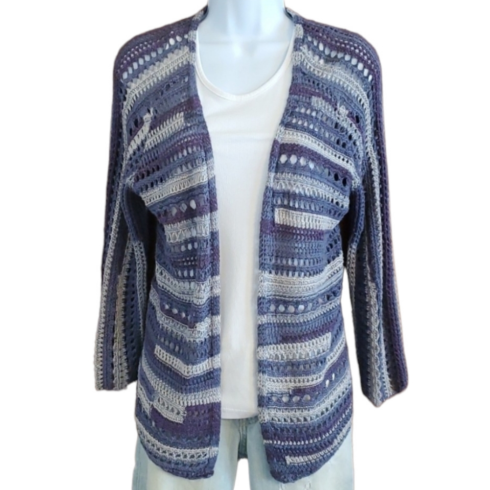 Lucky Brand Live In Love Crocheted Cardigan Sweater